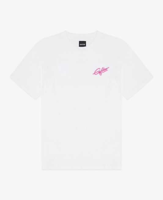 GAFFER WHITE & PINK SIGNATURE LOGO T-SHIRT