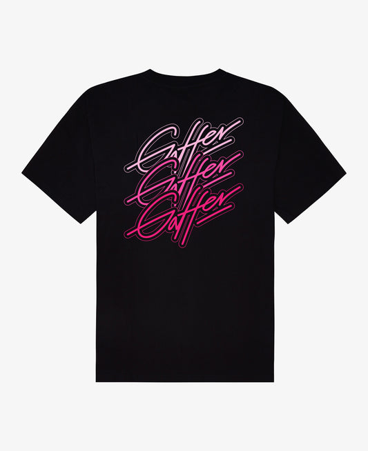 GAFFER BLACK & PINK SIGNATURE STACK LOGO T-SHIRT