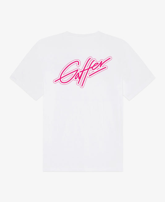 GAFFER WHITE & PINK SIGNATURE LOGO T-SHIRT
